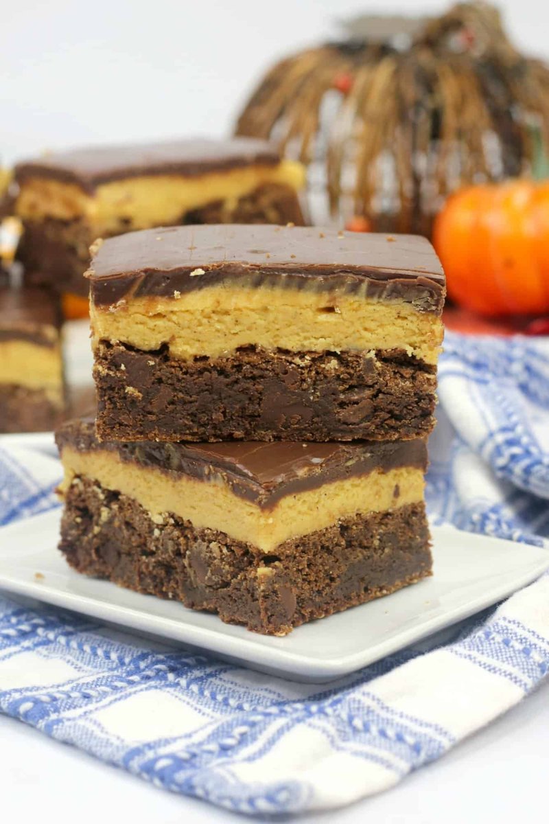 Layered Chocolate Pumpkin Squares With Ganache