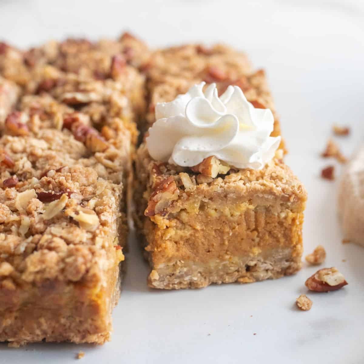 Autumn Oat Crust Pumpkin Bars With Nutty Pecan Crumble