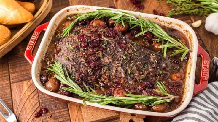 Holiday Cranberry-Braised Brisket with Orange-Balsamic Glaze