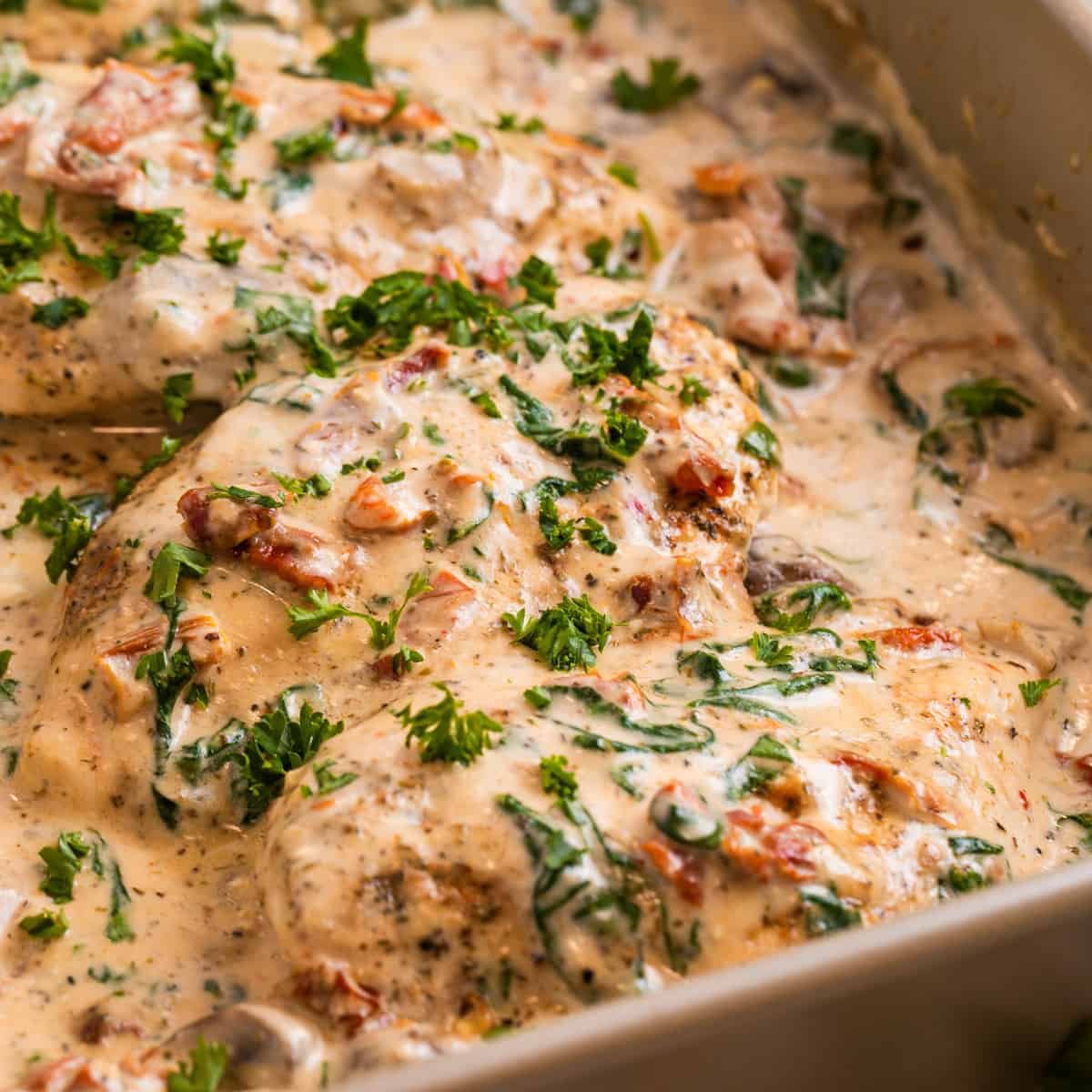 Festive Herbed Chicken with Sun-Dried Tomato Cream