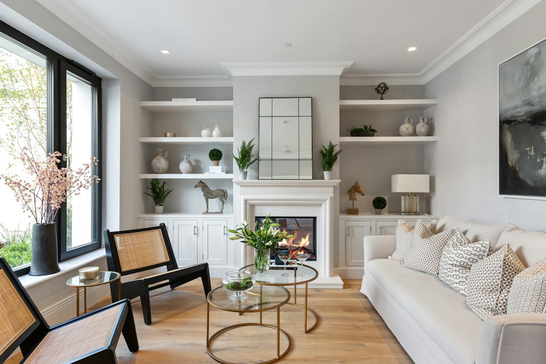 Traditional interior combining wood flooring and architectural details